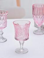 Klassieke luxe loodvrije transparante wijnglazen met diverse patronen, roze duurzame witte wijnglazen voor bruiloften