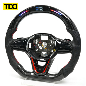 Volant en fibre de carbone TDD Real LED compatible avec VW MK8 GTI – Cuir perforé personnalisé, personnalisation d'usine prise en charge - Product Image 2