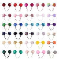 Serre-tête fantaisie en sequins oreilles de souris, couleurs tendance, pour filles, accessoires de cheveux pour enfants, idéal pour les voyages et les cadeaux DIY, vente en gros