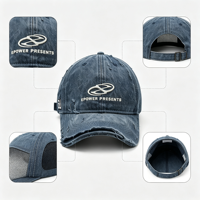 Casquette de baseball en jean vintage déchiré, unisexe, avec broderie de lettres, style urbain, casquette à visière, chapeau de soleil tendance