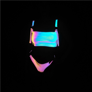 Personalizado caliente Sexy triángulo superior hebilla Slim Fit dos piezas tubo brillante reflectante playa ropa casual traje de baño conjunto traje de baño Bikini - Product Image 1