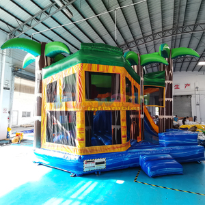 Casa inflable tropical 5 en 1 con tobogán, combo de brincolín para niños, casa inflable comercial en venta - Product Image 1