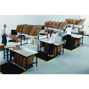Línea de embalaje modular, línea de rodillos de montaje, mesa de paquete ajustable en almacén