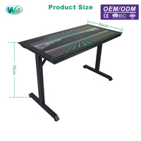 Bureau de jeu en gros, table de jeu électrique RGB, table PC, bureau de jeu texture fibre de carbone avec lumières LED WS4020