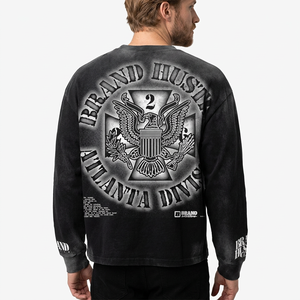 Hustle <b>Men's</b> Regular Fit Black Short Sleeve <b>Crop</b> <b>Top</b> Formal 100% Cotton Jersey Print T-Shirt with Eagle Logo Front Design - Product Image 6