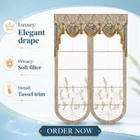 Ensemble de rideaux de fenêtre de style palais européen classique, sur mesure, en velours, voiles et damassé, avec cantonnière de luxe à franges, occultation totale de la lumière, pour villa