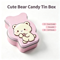 Boîte en métal en forme d'ours mignon pour enfants, sans danger pour les aliments, en matériaux recyclés, avec logo personnalisé imprimé, emballage cadeau pour les fêtes, bonbons, biscuits