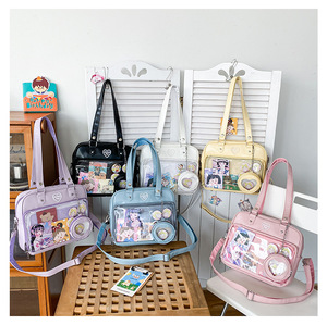 Kawaii PU Pain Bag Transparent Panel <span class=keywords><strong>Otaku</strong></span> Tote Style de l'école japonaise Mignon Fandom Sac à bandoulière - Product Image 3