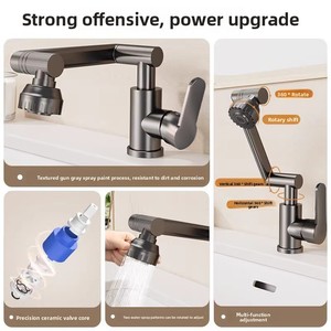 现代单把手拉丝金不锈钢电热水龙头冷热浴室水龙头带陶瓷阀芯可下拉式 - Product Image 2