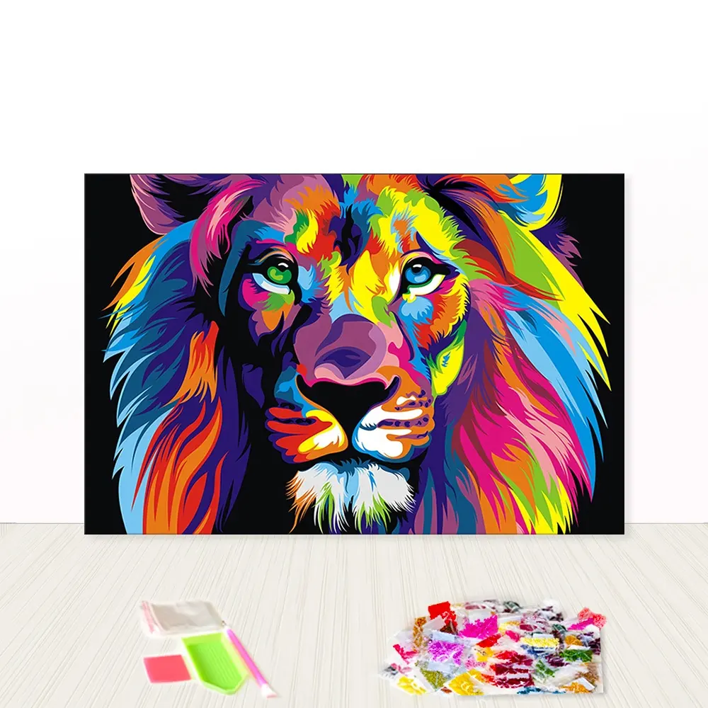 Hot Selling DIY Educational Kit Abstract Animal Designs 30x40 Lion Oil Diamond Painting