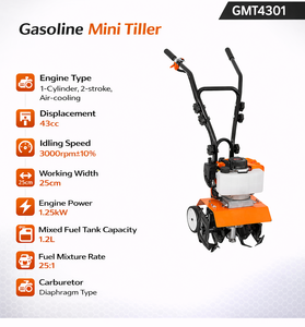 Mini Motozappa a Benzina MYOYT 43cc 1.25KW Motore a 2 Tempi Raffreddato ad Aria Larghezza di Lavoro 25cm Profondità 22cm Serbatoio Carburante 1.2L - Product Image 5