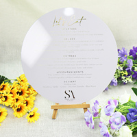 Definición Restaurante Popular Forma redonda Espesor 2mm Acrílico blanco Tarjeta de menú de invitados para fiesta de eventos