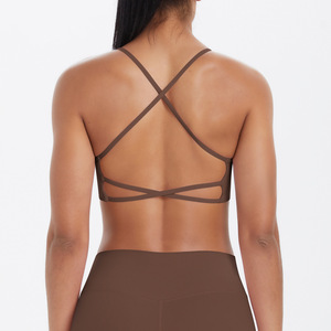 Women's European &amp; <strong>American</strong> Style Thin Strap Cross Back <strong>Sports</strong> <strong>Bra</strong>, Large Open Back Breathable Fitness Yoga <strong>Bra</strong> - Product Image 1