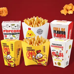 Disposable Food Grade Custom Printed Packing Popcorn Chicken Snack Take Away Foldable Paper Food Box