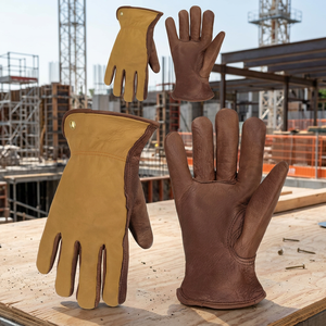 Guantes de Trabajo de Cuero de Grano Superior Resistentes a la Electrónica Estática, Anti-corte, Anti-calor, Protección Contra Impactos, 7 oz, Textura Lisa, Uso General - Product Image 5