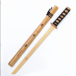 Personalizar logotipo menino presentes katana brinquedo espada crianças bambu guerreiro espada tradicional ao ar livre jogando crianças samurai espada