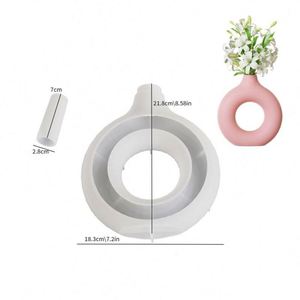 Molde de Silicona para Florero Circular de Estilo Nórdico, Ovalado, con Rayas, Grande, en Forma de Donut - Product Image 3