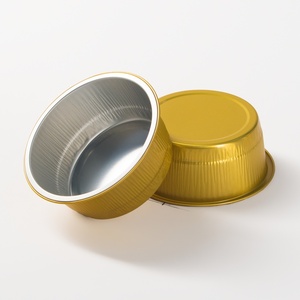 Small Aluminum Foil Disposable Cake Pans PP Lids Microwavable Food Grade 450mL Capacity for Cupcake <strong>Brownie</strong> Muffin <strong>Tins</strong> - Product Image 1