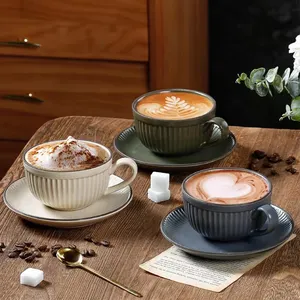 Set cangkir dan piring keramik Nordik, cangkir espresso cappucino latte Turki cangkir kopi dan piring