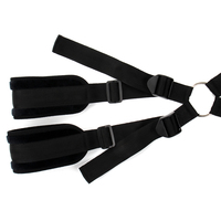 Ceinture de soutien lombaire réglable noire Muqu pour portes battantes, avec double sangle d'épaule, pour jeux SM et bondage, et écarteur de jambes en corde