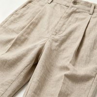 Pantalon de costume homme en lin haut de gamme, teint, léger, entièrement doublé, de luxe, coupe droite, décontracté, respirant