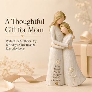 Statue en résine Uionen Mère et Fille enlacées, Cadeau d'anniversaire pour maman, Décoration de la maison pour la Fête des Mères, Sculpture Ornementale - Product Image 4