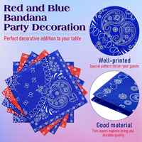 Serviettes de table jetables en papier 2 plis, rouges et bleues, pour fêtes occidentales