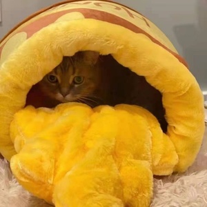 Sleeping Cats in Autumn and Winter Warm Honeypot Nest Sponge Velvet Cat Nest Luxury Warm Cat Sleeping Bed - Product Image 2
