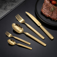 Ensemble de couverts en acier inoxydable SS410, manche colonne romaine, poli miroir, compatible lave-vaisselle, pour dîner de Noël, hôtel, vente en gros