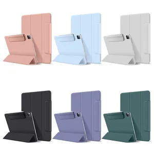 Novo Estilo Acrílico Transparente Caso Tablet À Prova de Choque de Proteção Integral Para iPad Capa de Couro Magnético Para O iPad Pro 12.9 "Ar iPad 5