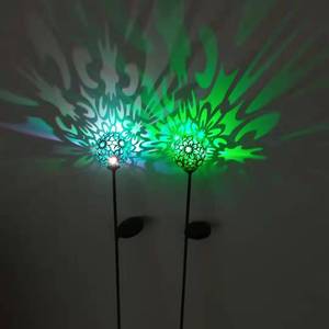 Solar Iron <b>Ball</b> Garden Lights <b>LED</b> Outdoor Decorative Stake Lamp Water Resistant Free Standing - Product Image 4