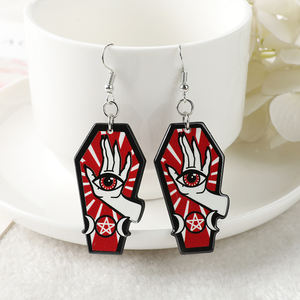 زوج من أقراط اليد المتدلية على شكل تابوت للسيدات مصنوعة من الأكريليك مناسبة كهدية عيد الميلاد للسيدات - Product Image 4