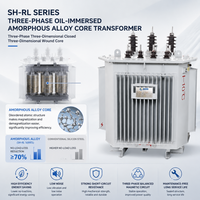Transformateur à noyau amorphe tridimensionnel SBH25 10kV 160-1600kVA, efficacité de classe 1, type huile, réservoir scellé