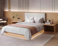 Usine directe hôtel de luxe moderne chambre ensemble de meubles en bois massif 5 étoiles hôtel standard cadre de lit panneau têt
