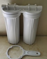 Boîtier de filtre en plastique à deux étages de 10 pouces, bouteille de filtre à deux étages, boîtier de filtration à Double sédiments, filtre à eau pour boissons