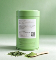 Boîte en métal vide personnalisée de qualité alimentaire pour thé et café en poudre, vente en gros, boîte hermétique pour thé matcha, boîte d'emballage ronde à double couvercle pour thé