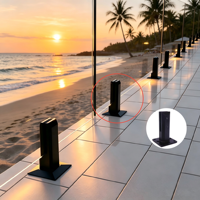 Rampe de balcon et d'escalier en acier inoxydable noir avec bec verseur en verre, personnalisable et réglable, design moderne, durable, résistant à l'eau et à la rouille, facile à installer