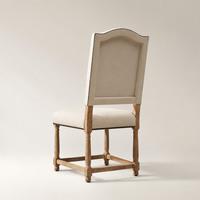 Chaise de salle à manger capitonnée de luxe moderne avec dossier camelback, pieds en bois massif, chaise individuelle design pour la maison, l'hôtel, la cuisine, le restaurant