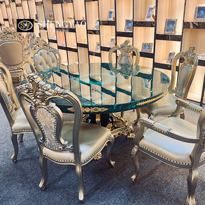 Hình chữ nhật/Vòng biệt thự sang trọng Đồ nội thất màu xanh lá cây Malachite bàn ăn - Product Image 5