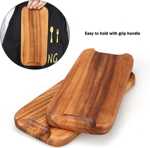 Set of 2pcs Small Rectangular <strong>Wooden</strong> <strong>Tray</strong> Decorative Acacia Wood Appetizer Cheese Platter for Charcuterie Food Bread <strong>Desserts</strong> - Product Image 4