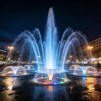 Fontaine musicale circulaire extérieure à jets multiples, LED RGB, eau dansante, en acier inoxydable, programmable et durable