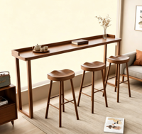 Table de bar en bois massif pour usage domestique, café et bar, pour bord de fenêtre, avec crédence, ensemble table longue et chaises