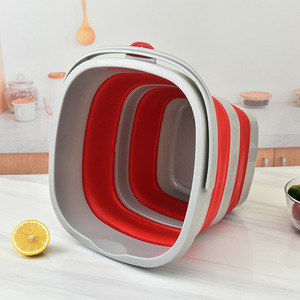 Nhà Máy Silicone vuông làm sạch bãi biển Đồ chơi collapsable xách tay gấp cá xô Túi - Product Image 4