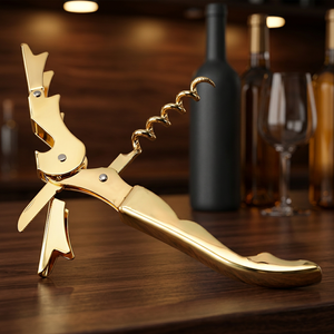 Best Selling Rudra Exports Gold Stainless Steel <b>Cork</b> Screw Wine <b>Bottle</b> Opener - Product Image 2