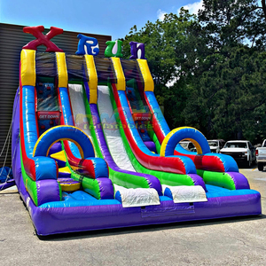 Dual lane kids outdoor party jumping bouncy castle toboggan gonflable vertical rush <b>inflatable</b> obstacle course slide - Product Image 2