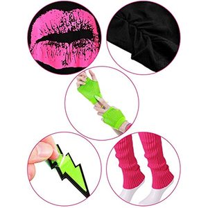 1980s Prom 80s Collar Diadema Guantes Rodilleras Pulsera Gafas Conjunto Prom Dress Up para niñas Fiesta Accesorios de disfraces - Product Image 3