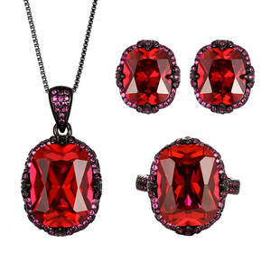 Fashion Eco-friendly Copper <b>Ruby</b> <b>Necklace</b> Set with Red Zircon Gold Plated Bird Nest Design Unisex Jewelry Set - Product Image 1