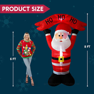 Bannière géante gonflable de Père Noël de 8 pieds 'HO HO HO' - DC IP44 Étanche LED Écologique Décoration de Noël en plein air pour centre commercial magasin cour - Product Image 2