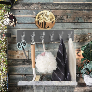 Crochet mural sans perçage en PVC transparent robuste pour cuisine, fixation sans trace, six rangées - Product Image 2