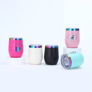 Logo kustom personalisasi 12oz warna-warni 304 baja tahan karat dinding ganda terisolasi dilapisi pelangi anggur tumbler dengan tutup - Product Image 5